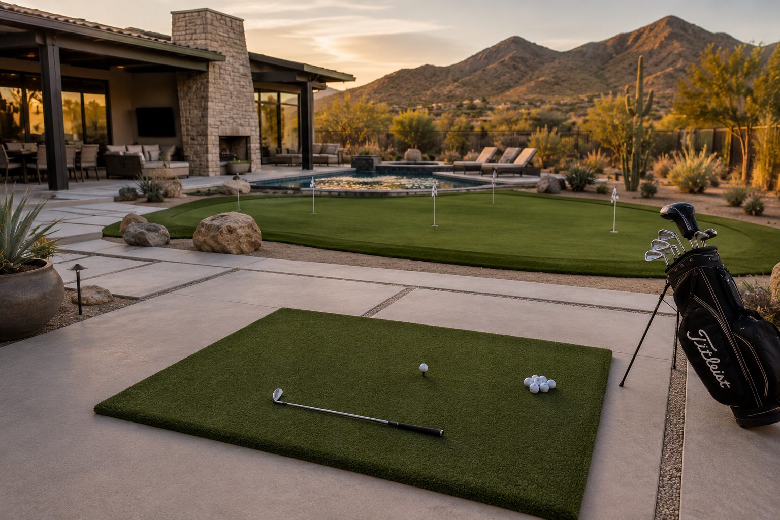 Scottsdale luxury backyard with putting green — The Tournament House amenities