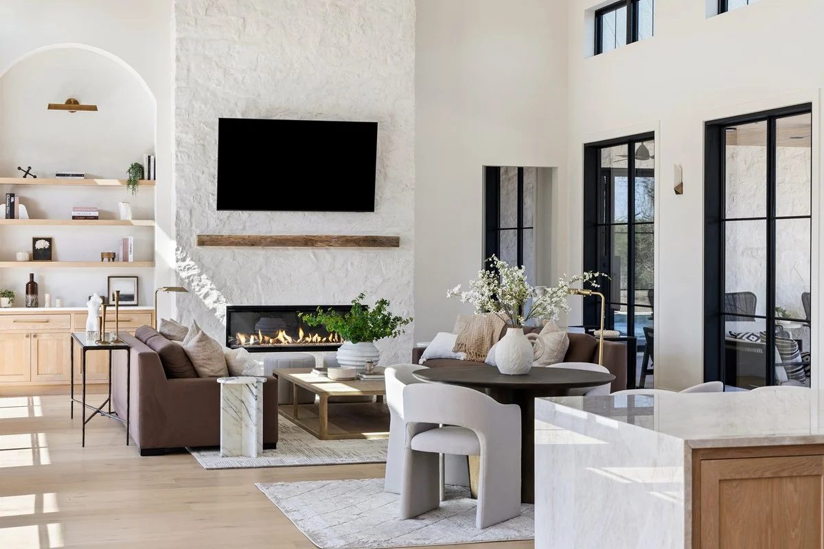 Bright, editorial living area in a Scottsdale luxury home